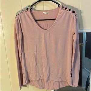 Aeropostale Pink Long Sleeve Cut Out Blouse